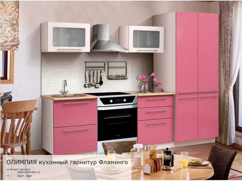 двухметровая кухня олимпия с фасадом фламинго в Махачкале