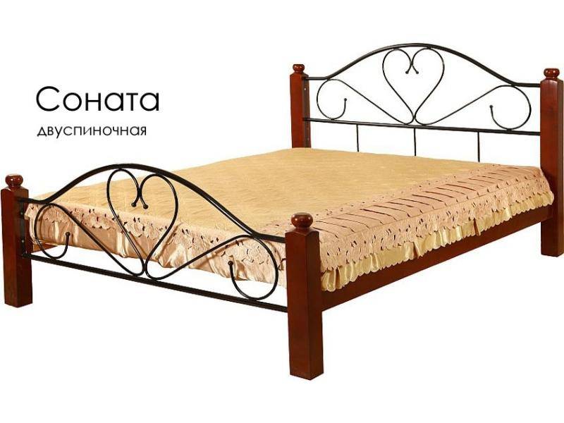 кровать соната из массива сосны с элементами ковки в Махачкале