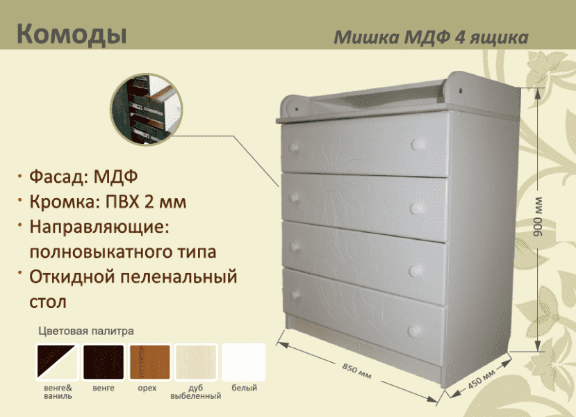 детский комод мишка мдф 4 ящика в Махачкале