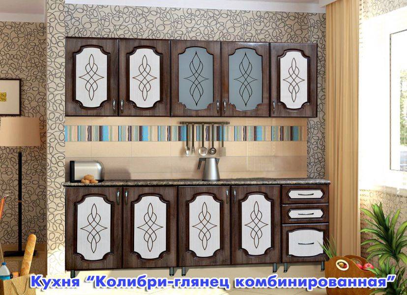 кухня прямая колибри глянец комбинированная в Махачкале