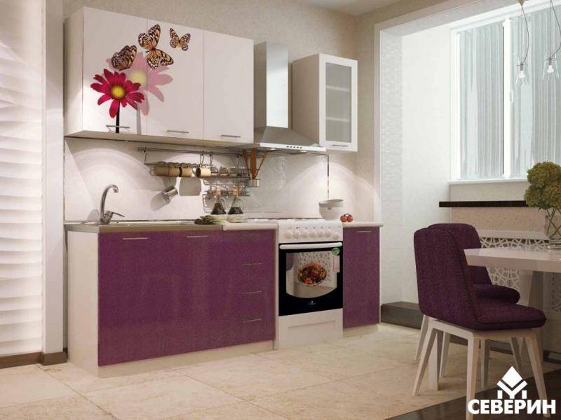 фиолетовая кухня с фотопечатью кф-83 в Махачкале