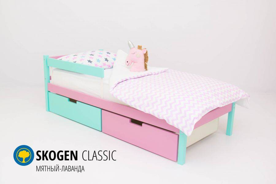 детская кровать skogen classic мятный-лаванда в Махачкале