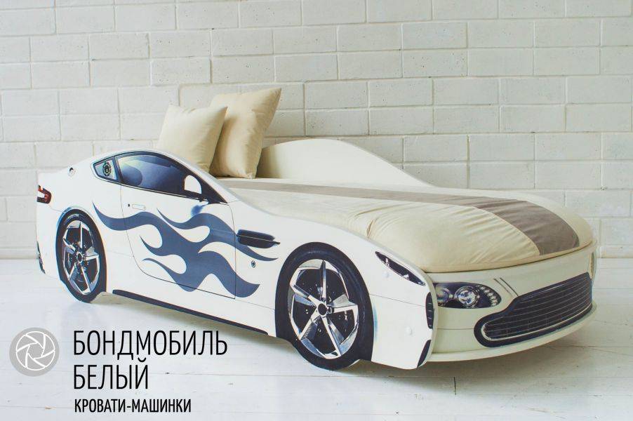 детская кровать-машинка бондмобиль белый в Махачкале