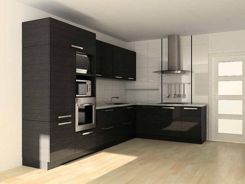 черная угловая кухня в стиле минимализм в Махачкале