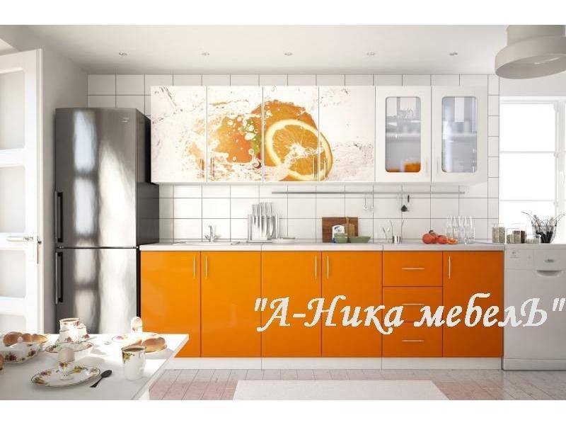 оранжевая кухня с фотопечатью аника 2 в Махачкале