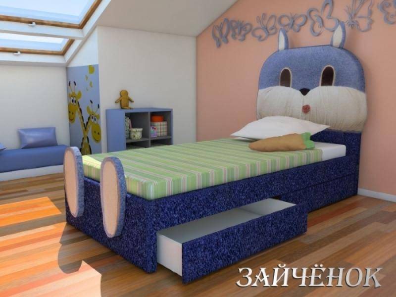 кровать зайка с мягким изголовьем кожа в Махачкале
