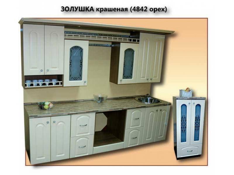 кухня золушка крашеная глянцевая (4842 орех) в Махачкале