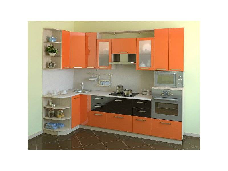 оранжевая угловая кухня малика в Махачкале