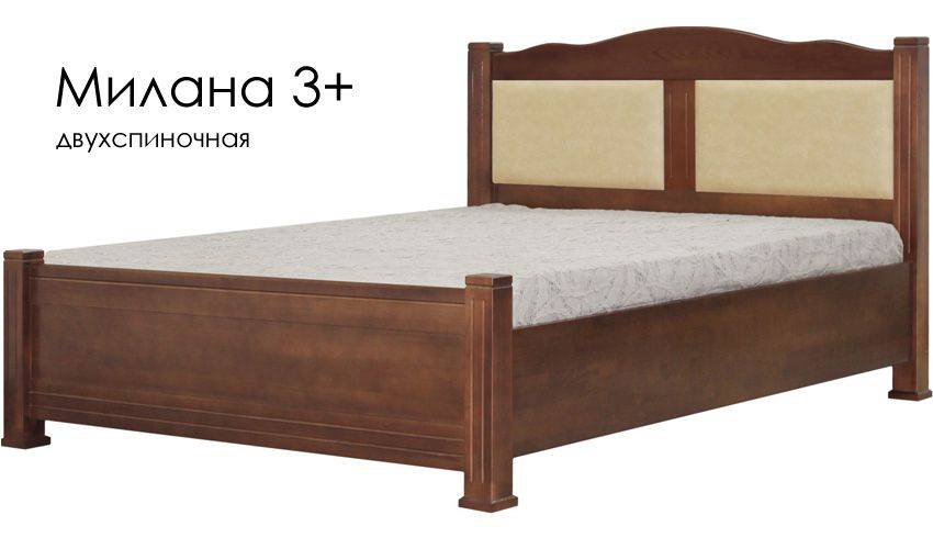 кровать милана 3+ из массива сосны со вставками из экокожи в Махачкале