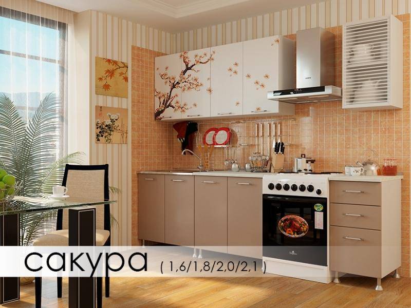 кухня с фотопечатью сакура в Махачкале
