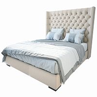 кровать двуспальная 160х200 бежевая из велюра jackie king в Махачкале