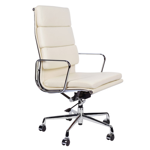 кресло eames style на колесиках кремовая кожа в Махачкале