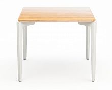 стол обеденный со светло-коричневой столешницей и белыми ножками quatro compact в Махачкале