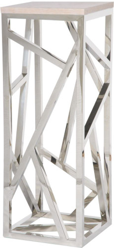 консоль geometric высокая 40x40x110 хром, белая столешница в Махачкале
