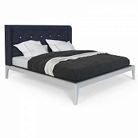кровать двуспальная с мягким изголовьем 180x200 темно-синяя fly soft new в Махачкале
