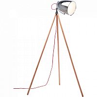 торшер chromatic tripod хром на деревянном основании в Махачкале