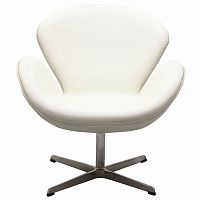 кресло swan chair экокожа белое в Махачкале
