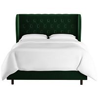 кровать двуспальная 180х200 зеленая с каретной стяжкой reed wingback emerald velvet в Махачкале