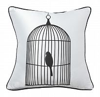 подушка с птичкой в клетке birdie in a cage white в Махачкале