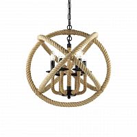 дизайнерская подвесная люстра ideal lux corda sp6 d53 коричневая в Махачкале