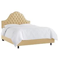 кровать двуспальная 160х200 желтая с каретной стяжкой alina tufted wheat в Махачкале