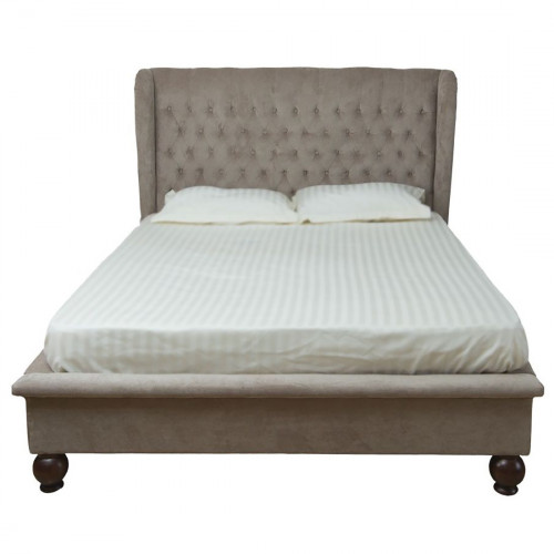 кровать двуспальная 160х200 из велюра бежевая bliss в Махачкале