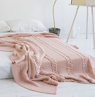 комплект плед с косами (180*220) и 2 наволочки (50*50) св. персик в Махачкале