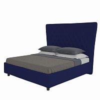 кровать двуспальная 180х200 синяя из велюра quicksand в Махачкале