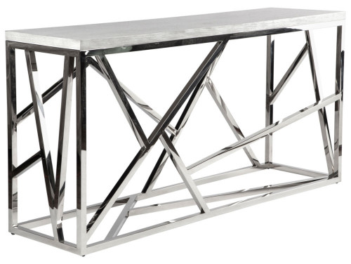 консоль geometric 180x50x90 хром, белая столешница в Махачкале