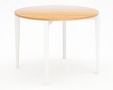 стол обеденный с коричневой столешницей и белыми ножками circus compact в Махачкале