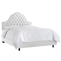 кровать двуспальная 180х200 белая с каретной стяжкой alina tufted white в Махачкале