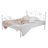 кованая двуспальная кровать 180х200 с двумя спинками белая флоренция в Махачкале