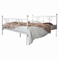 кованая двуспальная кровать 160х200 с двумя спинками белая симона в Махачкале