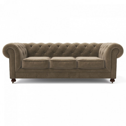 диван chesterfield lux трехместный прямой бежевый в Махачкале
