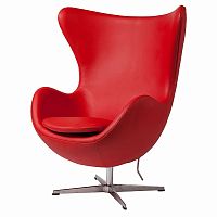 кресло egg chair кожа красное в Махачкале