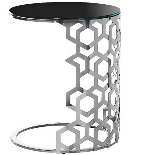 стол приставной silver circle 50x50х60 черный, серебро в Махачкале