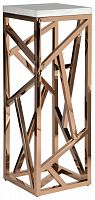 консоль geometric высокая 40x40x110 золото, белая столешница в Махачкале