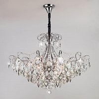 подвесная люстра eurosvet crystal 10080/12 хром/прозрачный хрусталь strotskis в Махачкале