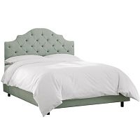 кровать двуспальная 180х200 светло-голубая с каретной стяжкой henley tufted swedish blue в Махачкале