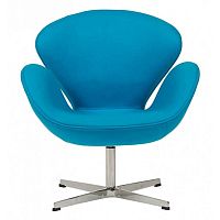 кресло swan chair кашемир голубое в Махачкале