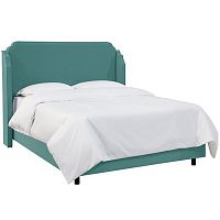 кровать двуспальная с мягкой спинкой 180х200 зеленая aurora wingback teal в Махачкале