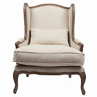 кресло мягкое с ушами lorraine chair with burlap бежевое в Махачкале