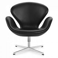 кресло swan chair кожа черное в Махачкале
