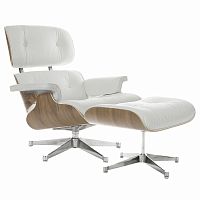 кресло eames style lounge chair & ottoman белое в Махачкале