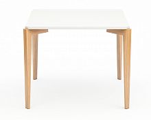 стол обеденный с белой столешницей и коричневыми ножками quatro compact в Махачкале