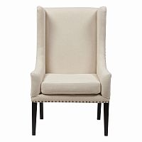кресло мягкое с ушами белое nailhead fabric armchair в Махачкале
