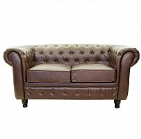 диван chesterfield трехместный прямой коричневый в Махачкале