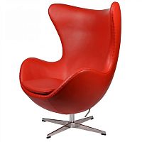кресло arne jacobsen style egg chair кожа красное в Махачкале