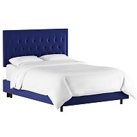 кровать двуспальная 180х200 синяя с каретной стяжкой alix blue в Махачкале