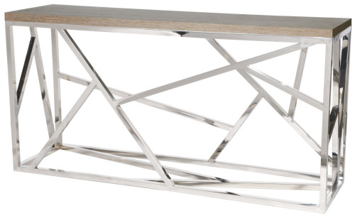консоль geometric 180x50x90 хром, коричневая столешница в Махачкале